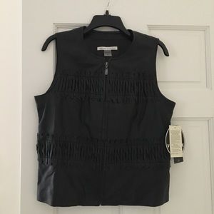 Peter Nygard Genuine Lambskin Black Leather Vest